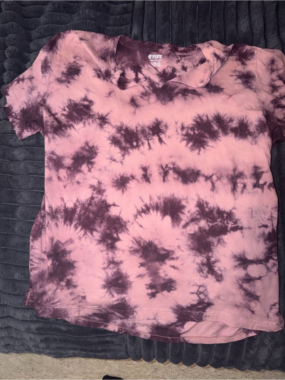 Pink Victoria’s Secret Tie-Dye Short Sleeve Tee - Pink and Dark Plum